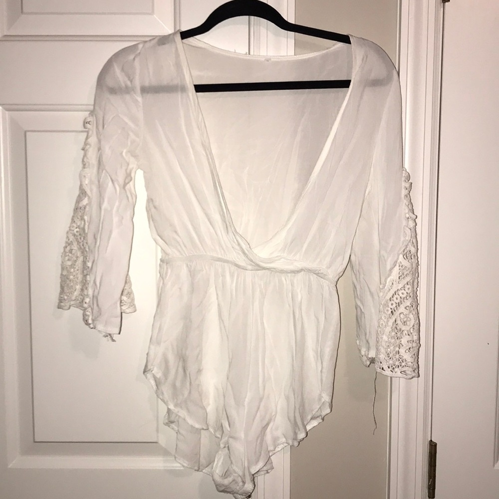White flowy romper